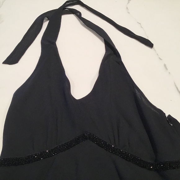 Kenneth Cole Black halter tank with black accent beading and ruffles - Picture 2 of 5